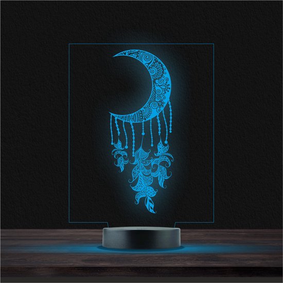 Led Lamp Met Gravering - RGB 7 Kleuren - Maan van Balvi