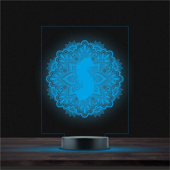 Led Lamp Met Gravering - RGB 7 Kleuren - Mandala S van SaldoLED