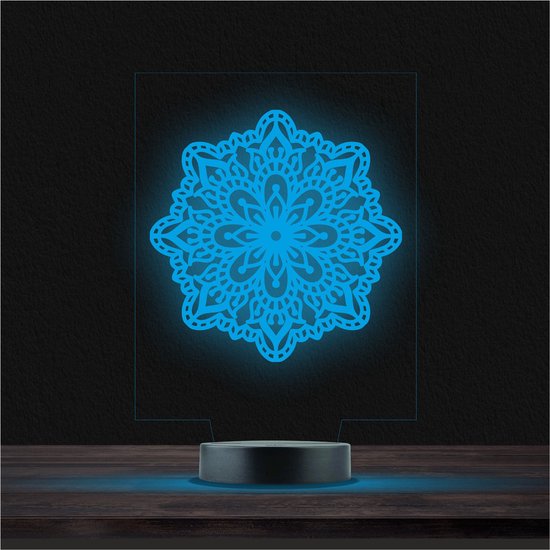 Led Lamp Met Gravering - RGB 7 Kleuren - Mandala van Merkloos