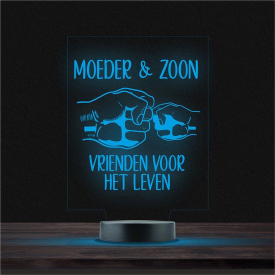 Led Lamp Met Gravering - RGB 7 Kleuren - Moeder & Zoon van Artizlee