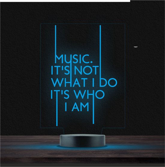 Led Lamp Met Gravering - RGB 7 Kleuren - Music Is Not What I Do van Merkloos