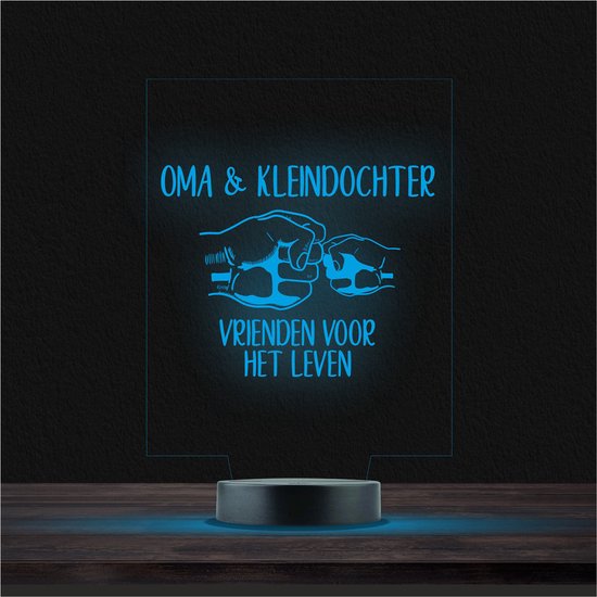 Led Lamp Met Gravering - RGB 7 Kleuren - Oma & Kleindochter van Cadeauketjes