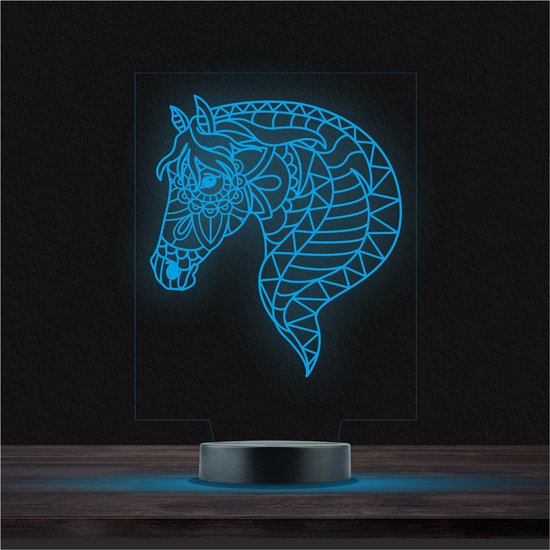 Led Lamp Met Gravering - RGB 7 Kleuren - Paard van Decopatent