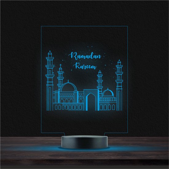 Led Lamp Met Gravering - RGB 7 Kleuren - Ramadan Kareem van Merkloos