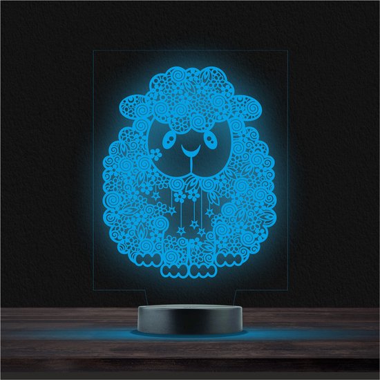 Led Lamp Met Gravering - RGB 7 Kleuren - Schaap van Yinyuan
