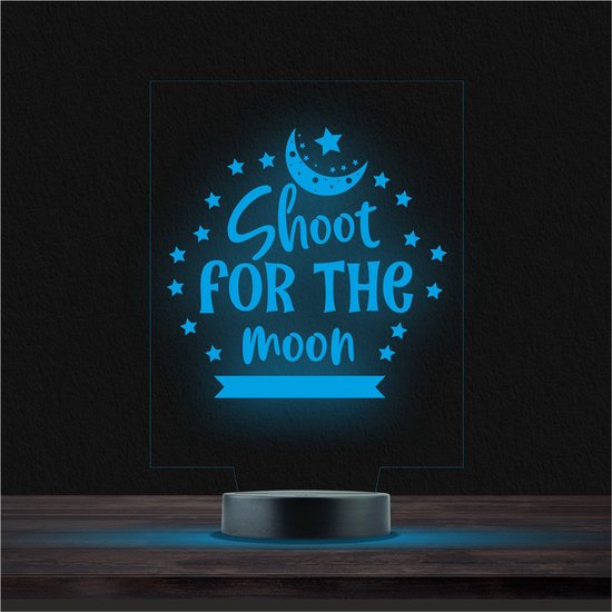 Led Lamp Met Gravering - RGB 7 Kleuren - Shoot For The moon van Fikka