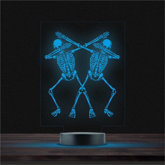 Led Lamp Met Gravering - RGB 7 Kleuren - Skeletten Dab van Merkloos
