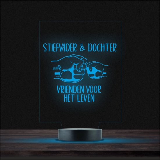 Led Lamp Met Gravering - RGB 7 Kleuren - Steifvader & Dochter van Mafelle