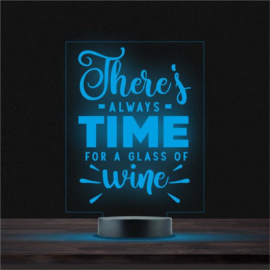 Led Lamp Met Gravering - RGB 7 Kleuren - Theres Always Time For A Glass Of Wine van Robotime