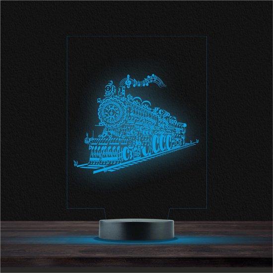 Led Lamp Met Gravering - RGB 7 Kleuren - Trein van Fabulous Creations