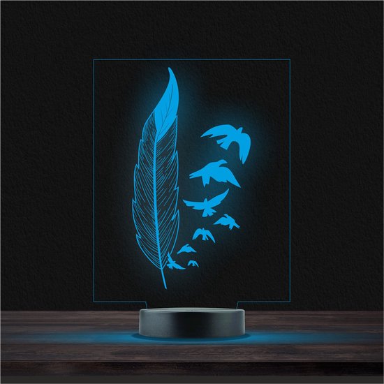 Led Lamp Met Gravering - RGB 7 Kleuren - Veer van Merkloos