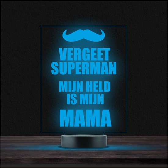 Led Lamp Met Gravering - RGB 7 Kleuren - Vergeet Superman Mijn Held Is Mijn Mama van LLDREAMAM