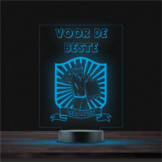 Led Lamp Met Gravering - RGB 7 Kleuren - Voor De Beste Bezorger van CadeauDeal