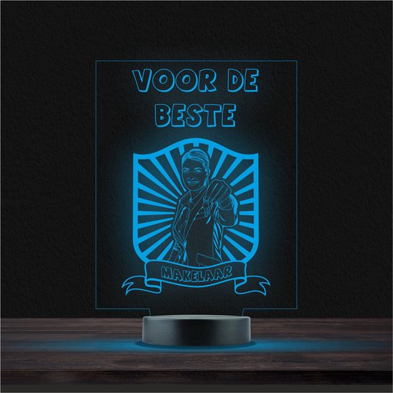 Led Lamp Met Gravering - RGB 7 Kleuren - Voor De Beste Makelaar van Artori Design