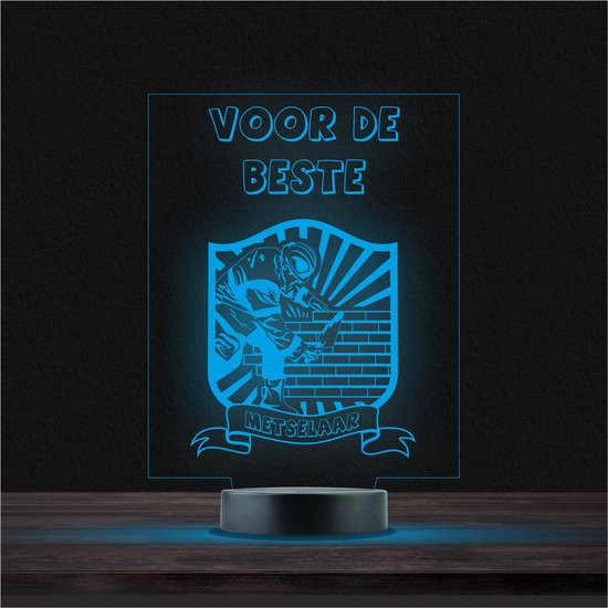 Led Lamp Met Gravering - RGB 7 Kleuren - Voor De Beste Metselaar van Merkloos