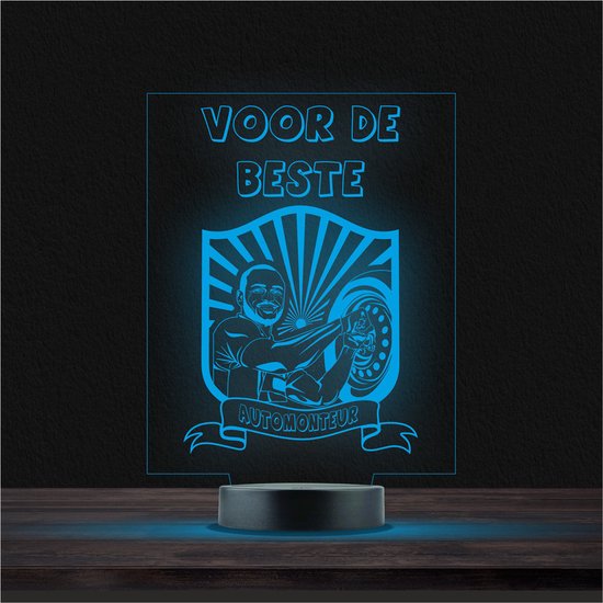 Led Lamp Met Gravering - RGB 7 Kleuren - Voor De Beste Monteur van Merkloos