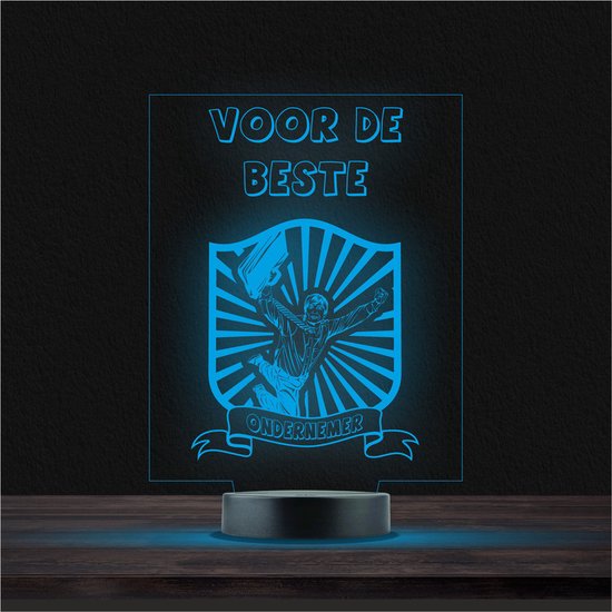 Led Lamp Met Gravering - RGB 7 Kleuren - Voor De Beste Ondernemer van Merkloos