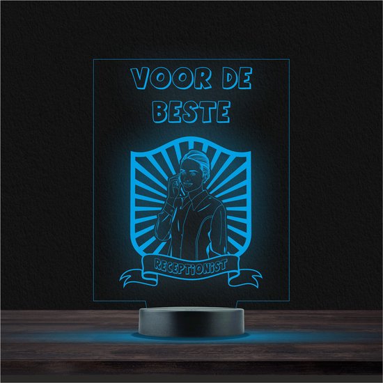 Led Lamp Met Gravering - RGB 7 Kleuren - Voor De Beste Receptionist van Merkloos