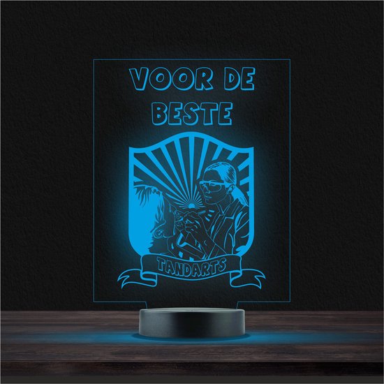 Led Lamp Met Gravering - RGB 7 Kleuren - Voor De Beste Tandarts van Merkloos