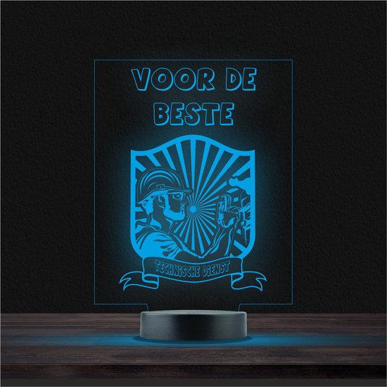 Led Lamp Met Gravering - RGB 7 Kleuren - Voor De Beste Technische Dienst