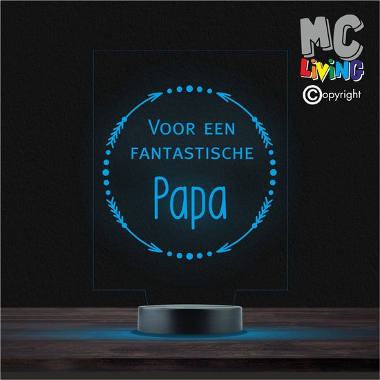Led Lamp Met Gravering - RGB 7 Kleuren - Voor Een Fantastische Papa van Merkloos
