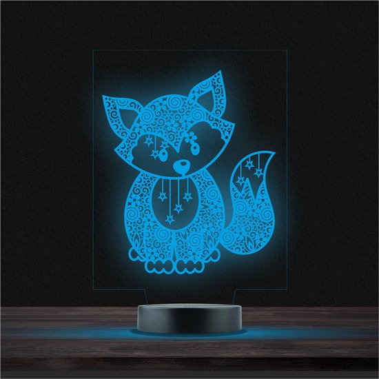 Led Lamp Met Gravering - RGB 7 Kleuren - Vos van Merkloos