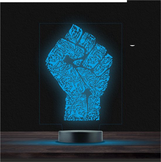 Led Lamp Met Gravering - RGB 7 Kleuren - Vuist van Illusorisch