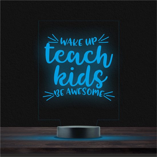 Led Lamp Met Gravering - RGB 7 Kleuren - Wake Up Teach Kids Be Awesome van Marvello
