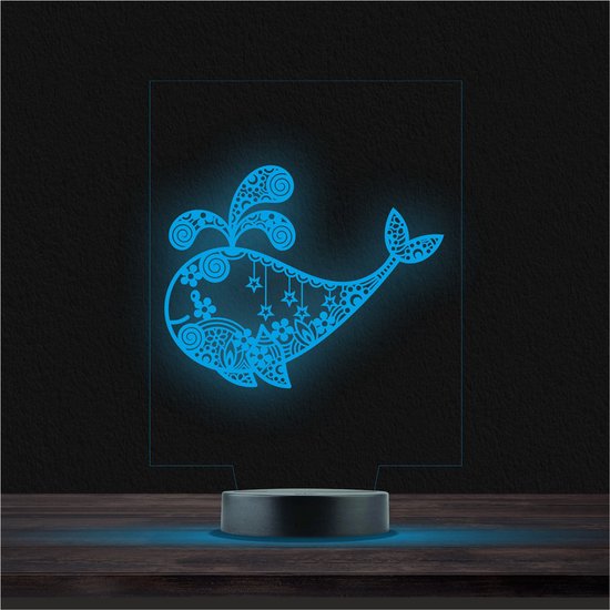 Led Lamp Met Gravering - RGB 7 Kleuren - Walvis van Merkloos