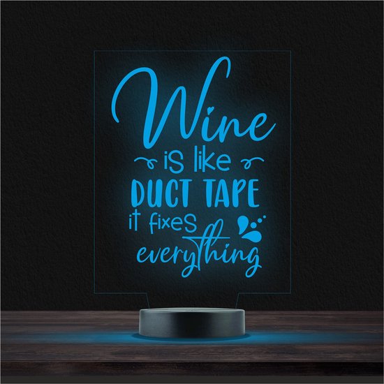 Led Lamp Met Gravering - RGB 7 Kleuren - Wine Is Like Duct Tape van Qlf yuuug