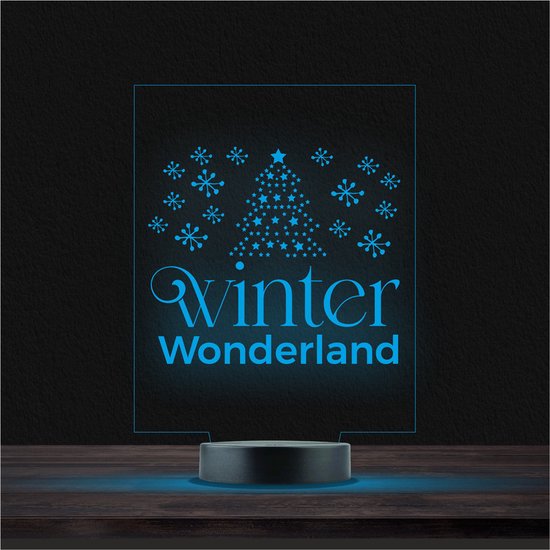 Led Lamp Met Gravering - RGB 7 Kleuren - Winter Wonderland van Dreamwood Forest
