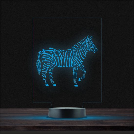 Led Lamp Met Gravering - RGB 7 Kleuren - Zebra van Illuzy.