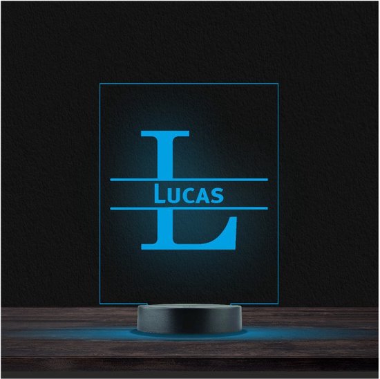 Led Lamp Met Naam - RGB 7 Kleuren - Lucas van Merkloos