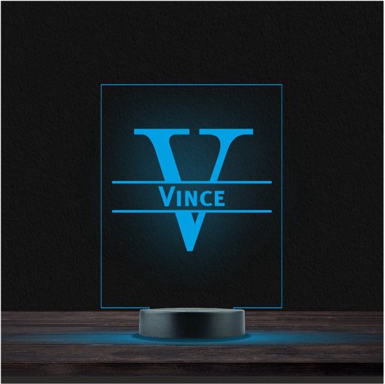 Led Lamp Met Naam - RGB 7 Kleuren - Vince van Faveo