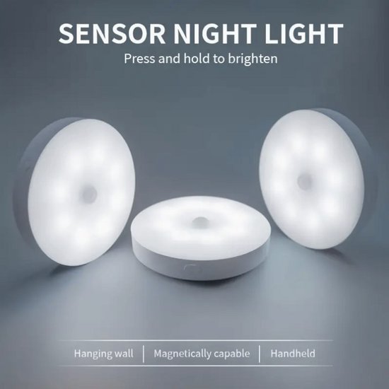 led lampjes - bewegingssensor - StijlvolStekkie - Draadloos led lamp - 3 stuks - Nachtlamp met bewegingssensor - Binnenlamp - Kastlamp - Draadloze lichten voor binnen - led wit - Inclusief Magneet en stevige dubbelzijdige sticker - Op accu van StijlvolStekkie