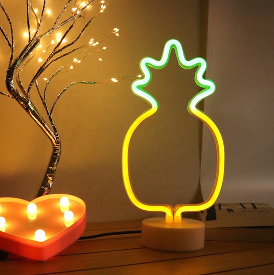Led nachtlamp - 3D Ananas - Led lamp - Sfeerverlichting - Led lamp van Merkloos