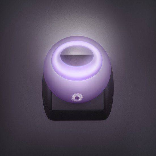 LED Nachtlamp met Schemersensor – Automatisch Aan/Uit Nachtlicht voor Stopcontact – Energiezuinige LED Verlichting 1W – Violet – Compact Nachtlampje voor Gang, Slaapkamer en Kinderkamer [20275VL] van Merkloos