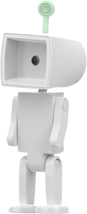 LED nachtlamp - Robot lampje - Baby nachtlampje - Sfeerlicht - Magnetisch - Telefoonhouder - Knopbediening - Schattige cartoon nachtlamp - Draadloos - Woondecoratie - Voor kinderkamer en slaapkamer - Wit - 1 stuk - Bedlampje - Vierkante kop