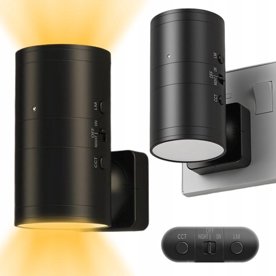 LED Nachtlamp Stopcontact - 2 Stuks Nachtlampjes met Lichtsensor - Automatisch Aan/Uit - 3 Kleurtemperaturen - Traploos Dimbaar - Draaibare Stekker - Voor Slaapkamer, Gang en Trap - Zwart