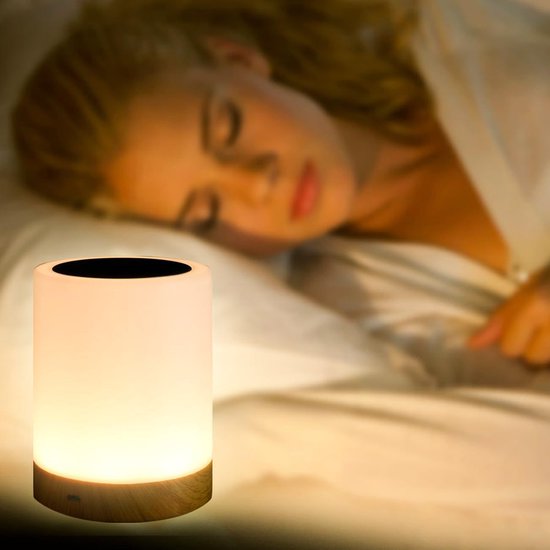 Led-nachtlampje met aanraakfunctie, 7 kleuren, dimbaar, warm modus, met nachtlampje voor volwassenen, draadloos, oplaadbaar, type-c, ideaal voor slaapkamer en kindergebruik