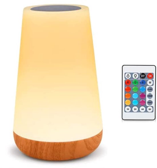 LED Nachtlampje met Afstandsbediening en 13 Kleuren – Dimbaar en Oplaadbaar van Merkloos