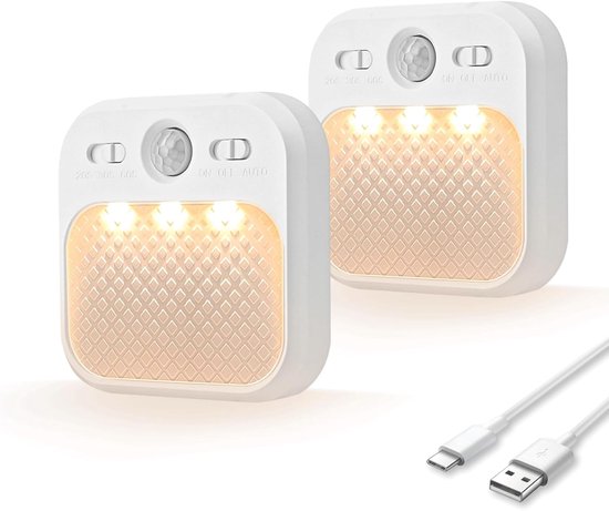 LED Nachtlampje met Bewegingsdetector en USB Oplaadbaar | Dimbaar en Energiezuinig van Merkloos