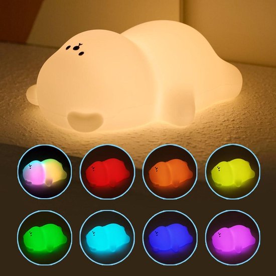LED-nachtlampje met siliconenlamp, aanraakgevoelig ontwerp, USB-opladen, timer, 7 instelbare kleuren, draagbaar slaaphulp-/voedingslampje voor kinderkamers, ideaal als cadeau. van Merkloos