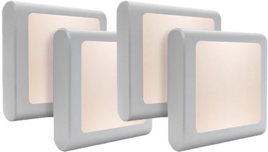 LED-nachtlampje met stekker - voorzien van automatische dimsensor - instelbare helderheid - warm wit licht - geschikt voor kinderkamers, gangen en slaapkamers - vierdelige set van Vont