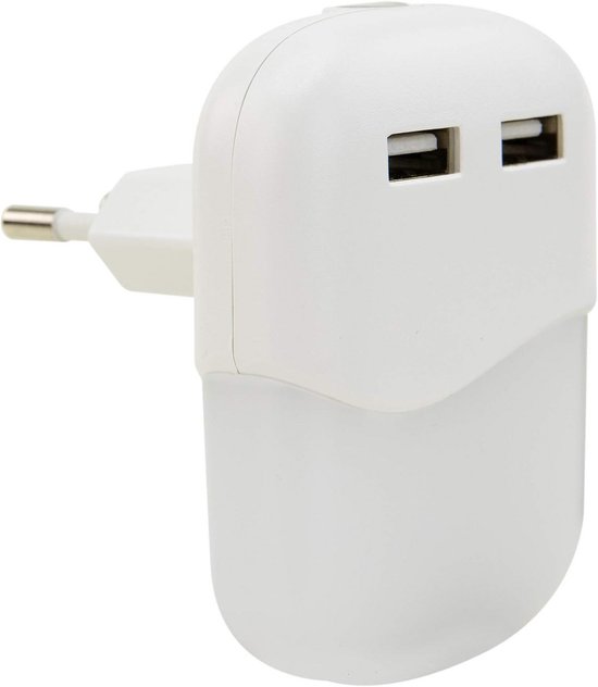 LED Nachtlampje met USB Oplader en Schemeringssensor van Merkloos
