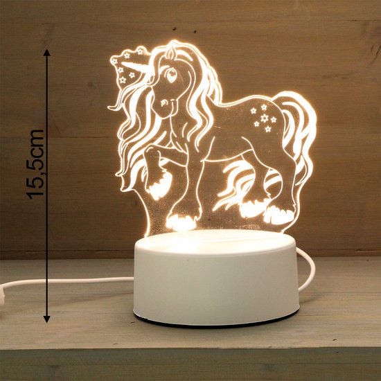 LED Nachtlampje Paard – Plexiglas 3D Illusie Lamp – Inclusief Adapter en USB – Kinderkamer Lampje – Sfeerverlichting van MOLI.