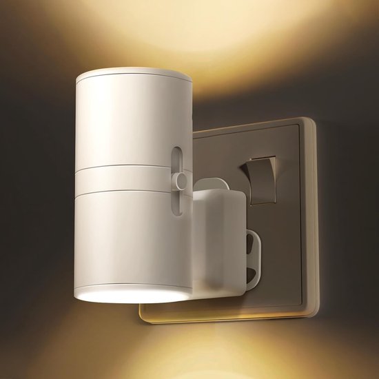 LED nachtlampje plug-in – Lamp met Schemersensor – Automatische Nachtlamp van Schemer tot Dageraad – Dimbare Lamp in 3 Kleuren voor Slaapkamer & Gang – Geen afstandsbediening meegeleverd – 1 stuk Wit van Merkloos