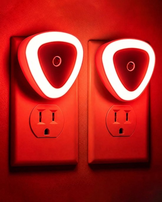 Led Nachtlampje Stopcontact - Nachtlampje met dag/nacht sensor - Boor Baby Kinderen en Volwassenen - Rood - 2 Stuks van PZCC