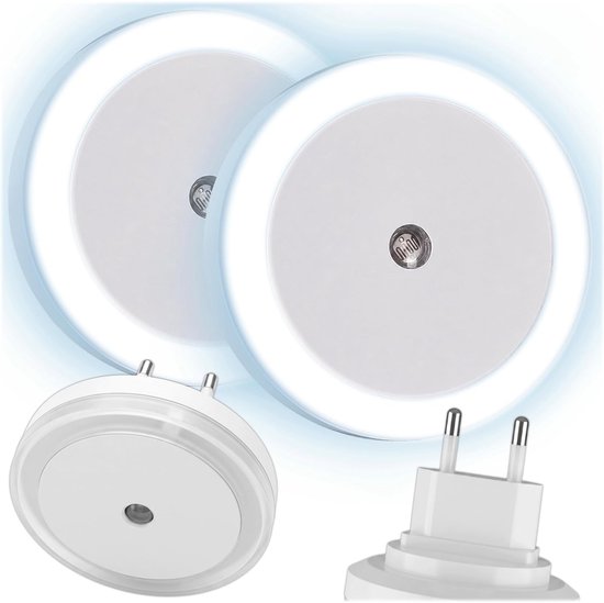 LED Nachtlampje voor Stopcontact - 2 Stuks - Wit Licht - Zachte Verlichting - Plug-in Nachtlamp - Voor Slaapkamer, Hal, Badkamer en Kinderkamer - 6,4 x 5,8 cm van Longziming