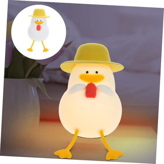 LED-nachtlampje, warm licht, nachtlampje voor naast het bed voor jongens en meisjes, in de vorm van een cola-eendje, 3 lichtstanden, oplaadbaar via USB, gaat direct aan met een tikje, 12,6*9,6*8,8 cm van Merkloos